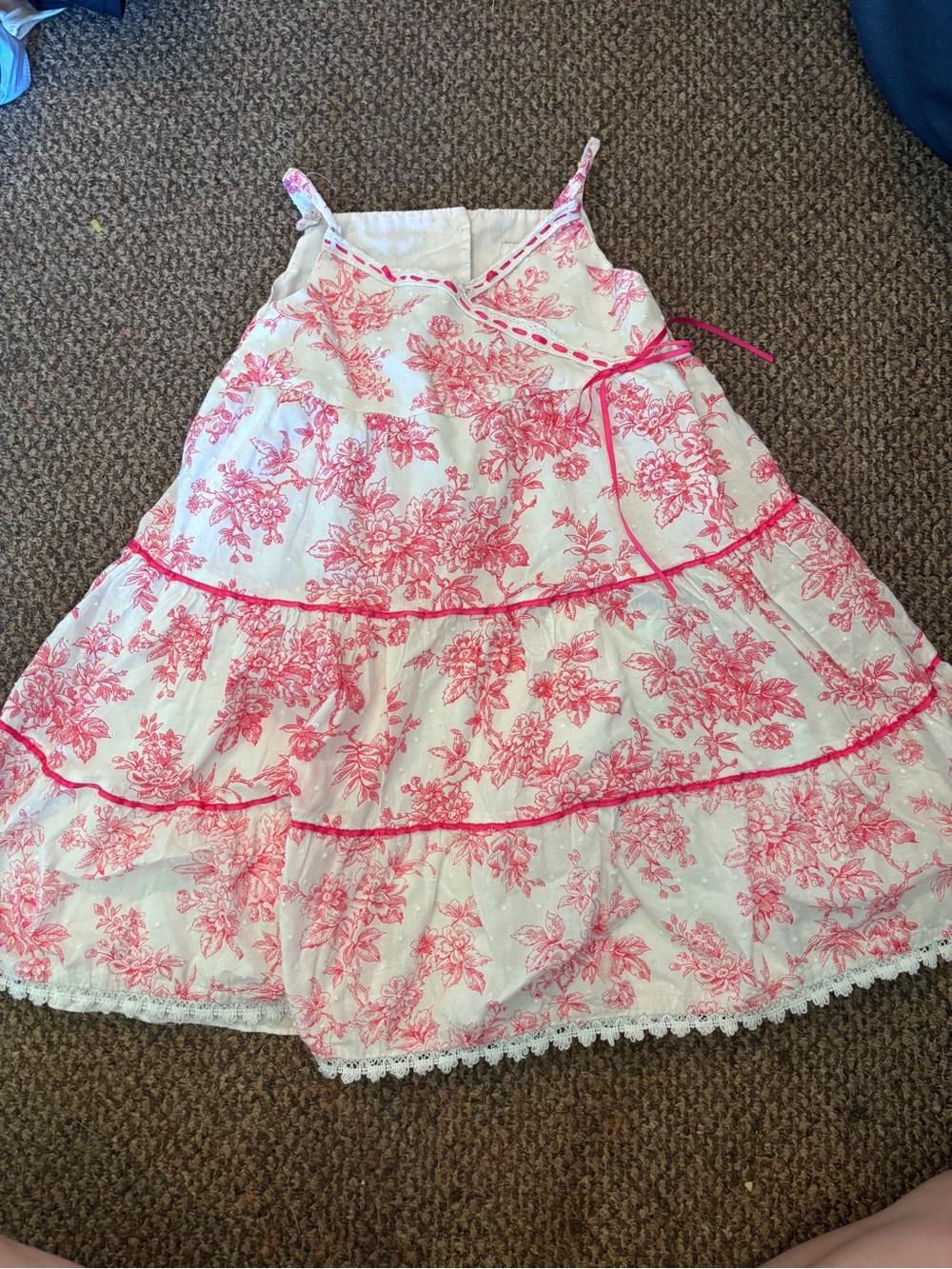 Rare Editions White and Pink Floral Tiered Sundress